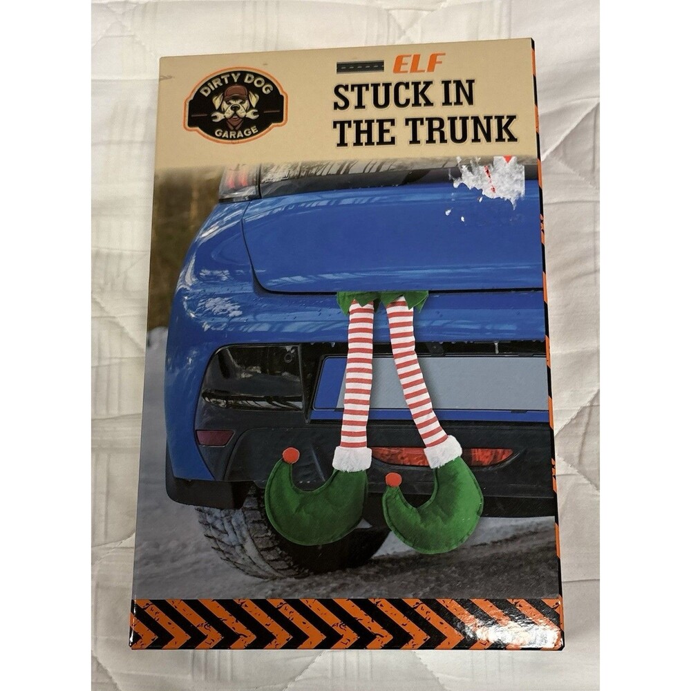 Dirty Dog Garage Elf Stuck in the Trunk Christmas Car Decoration 19.3” Holiday